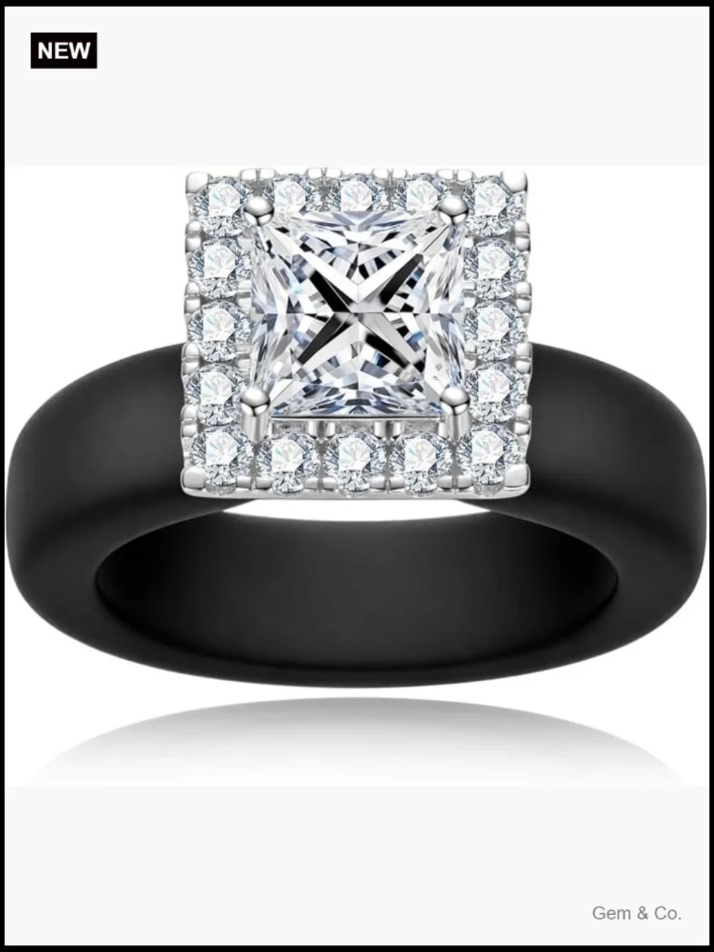 Moissanite Solitaire Ring 925 Sterling Silver Silicone Band